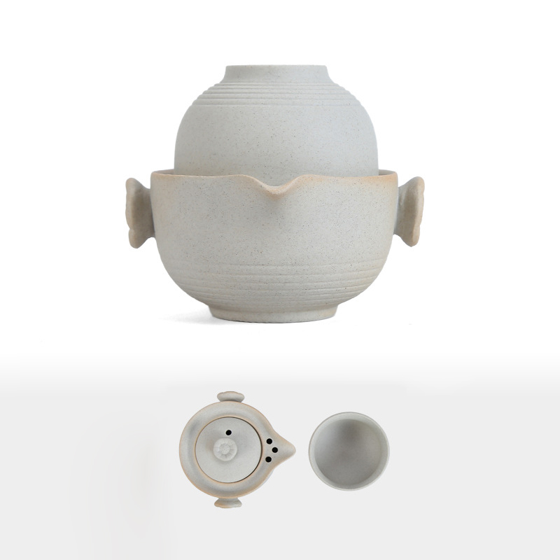 Ceramic portable travel Tea set Include 1 Pot 1 Cup, fast passenger cup gaiwan,Beautiful and easy teapot kettle,kung fu teaset: 01
