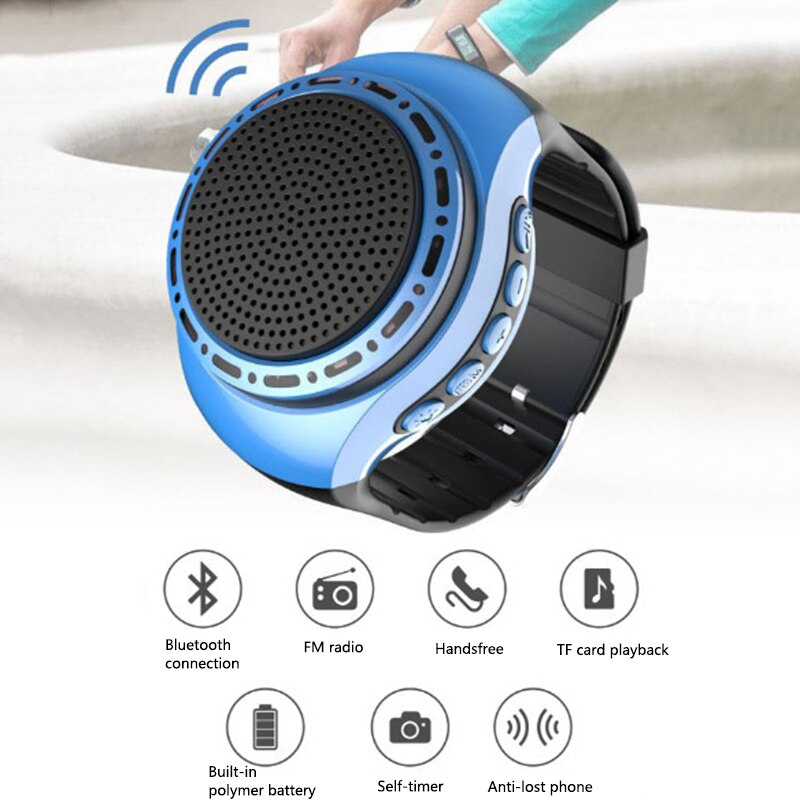 Watch Speaker Bluetooth Speakers Bracelet Sport MP3 Player TF Card Support FM Audio Radio Selfie Control Smart Wrist Portable