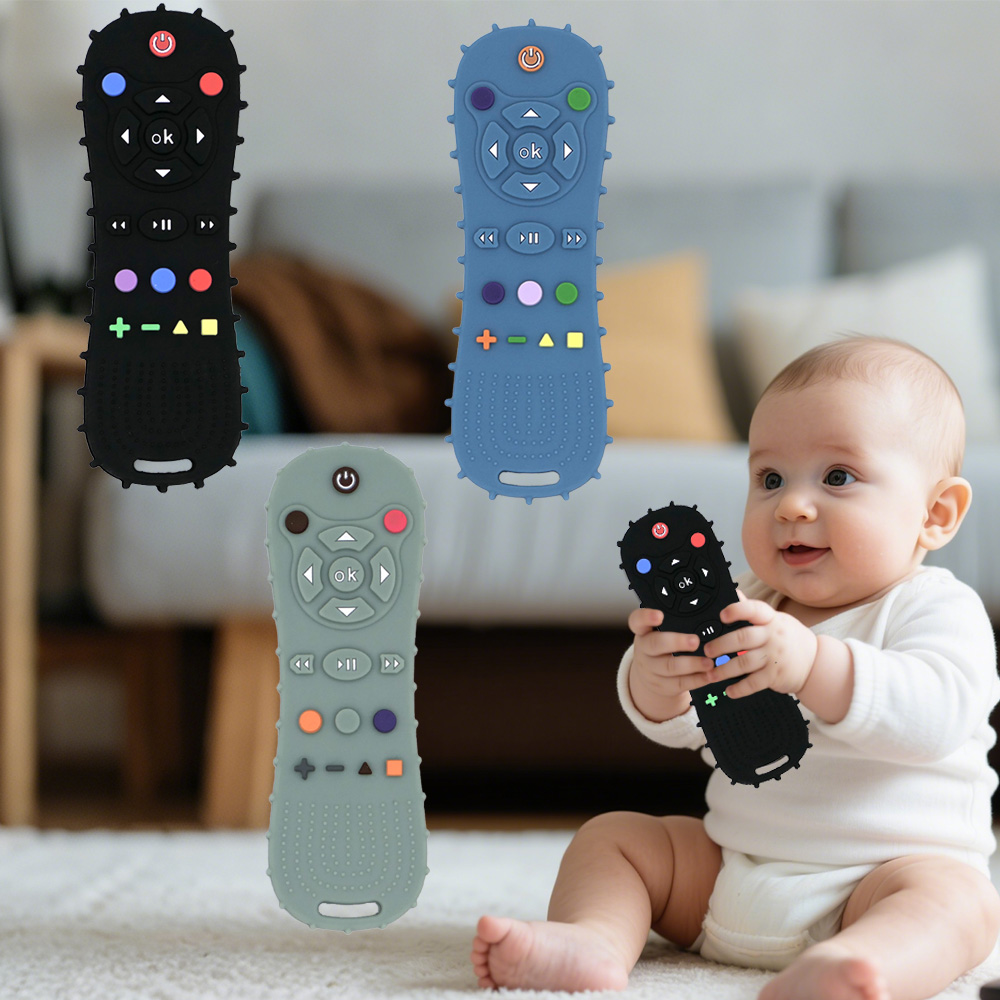 Anneau de dentition en Silicone avec télécommande pour bébé, 1 pièce, gants Anti-alimentation, sucette, Bracelet, bâton de dentition, jouets à mordre
