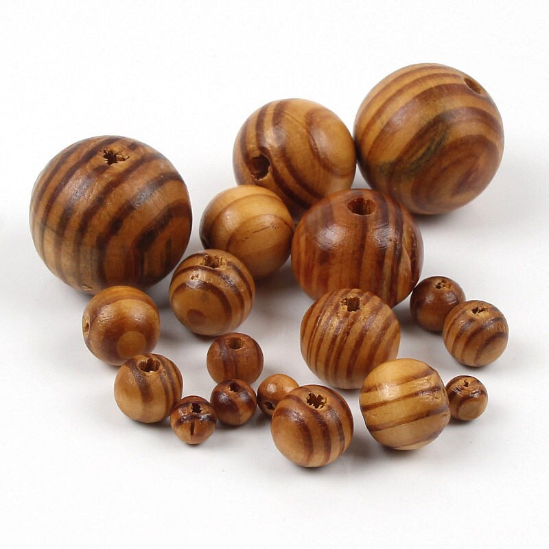 Natural Pine Round Ball Solid Wooden Beads Crafts For Jewelry Making Diy Wood Handmade Home Decoration 6-30mm