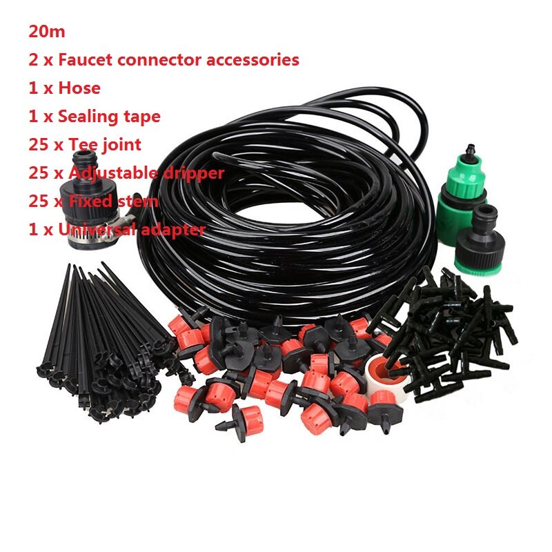 10M/20M DIY Micro Drip Irrigation System Plant Self Watering Garden Hose Tools Garden Watering Accessiories: 20m