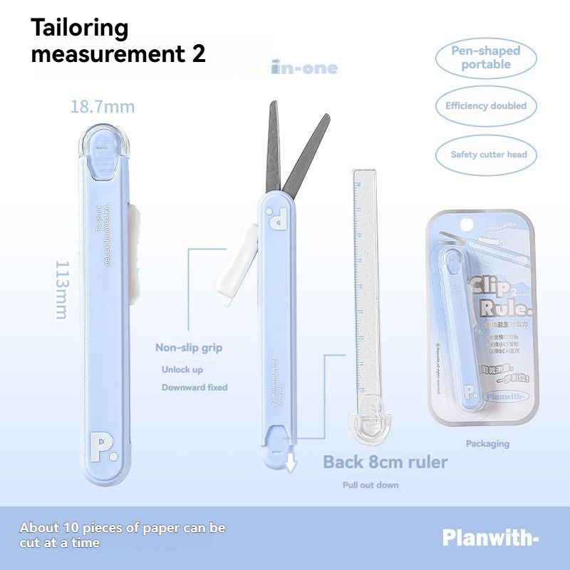 Mini tijeras portátiles 2 en 1, cúter de papel, bolígrafo de bolsillo multifuncional con forma de álbum de recortes, herramientas de arte para tallado y corte, 1 ud.: Borgoña