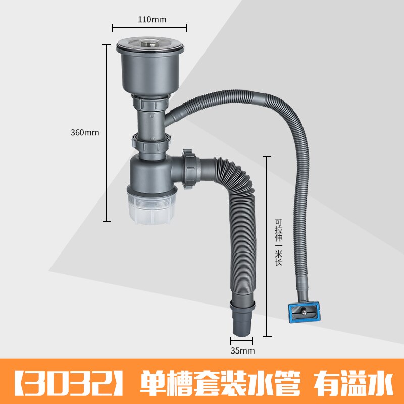 Kitchen sink double sink sink pipe fittings sink stainless steel sink set single and double sink drain pipe WJB32519