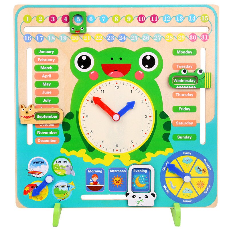 Træ tegneserie frø kalender ur sæt træ kalender tid kognitivt matchende legetøj børn tidligt læring uddannelse legetøj: Default Title