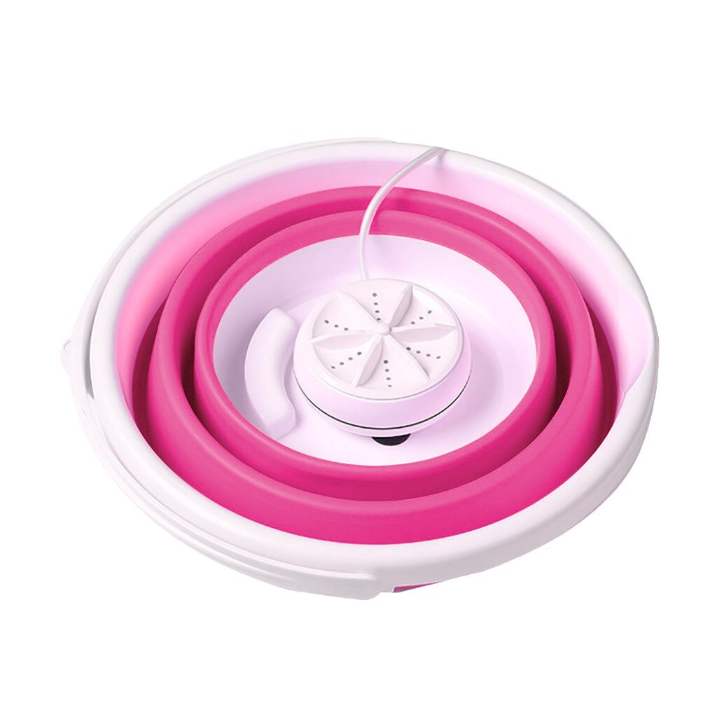 Draagbare mini turbo wasmachine met opvouwbare, op usb-aangedreven wasmachine, opvouwbare wastrommel wasmachine: Roze