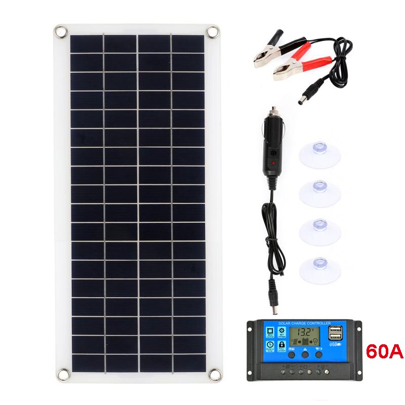 30W 12V Solar Panel Kit Complete with battery Clip 10/20/30A Solar Car Charger Controller Solar Cells for Outdoor Camping Hiking: with 60A controller