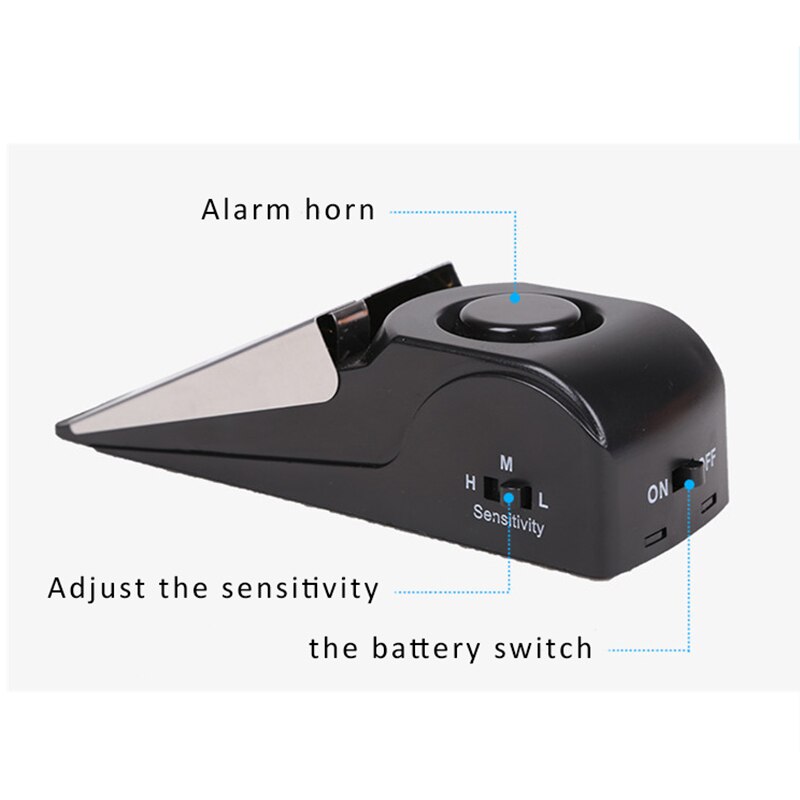 Mini trådløs vibrationsalarm dørstopalarm 120db til hjemmet kileformet stopalarm sikkerhedssystem blokeringssystem