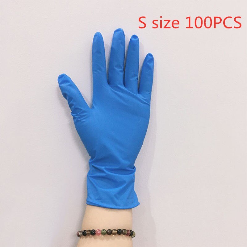 Lateefah 100PCS Kinder Einweg Nitril Handschuhe Gesundheit Schutz Gummi PVC Kinder Handschuhe Kind Haushalts: Blue S size