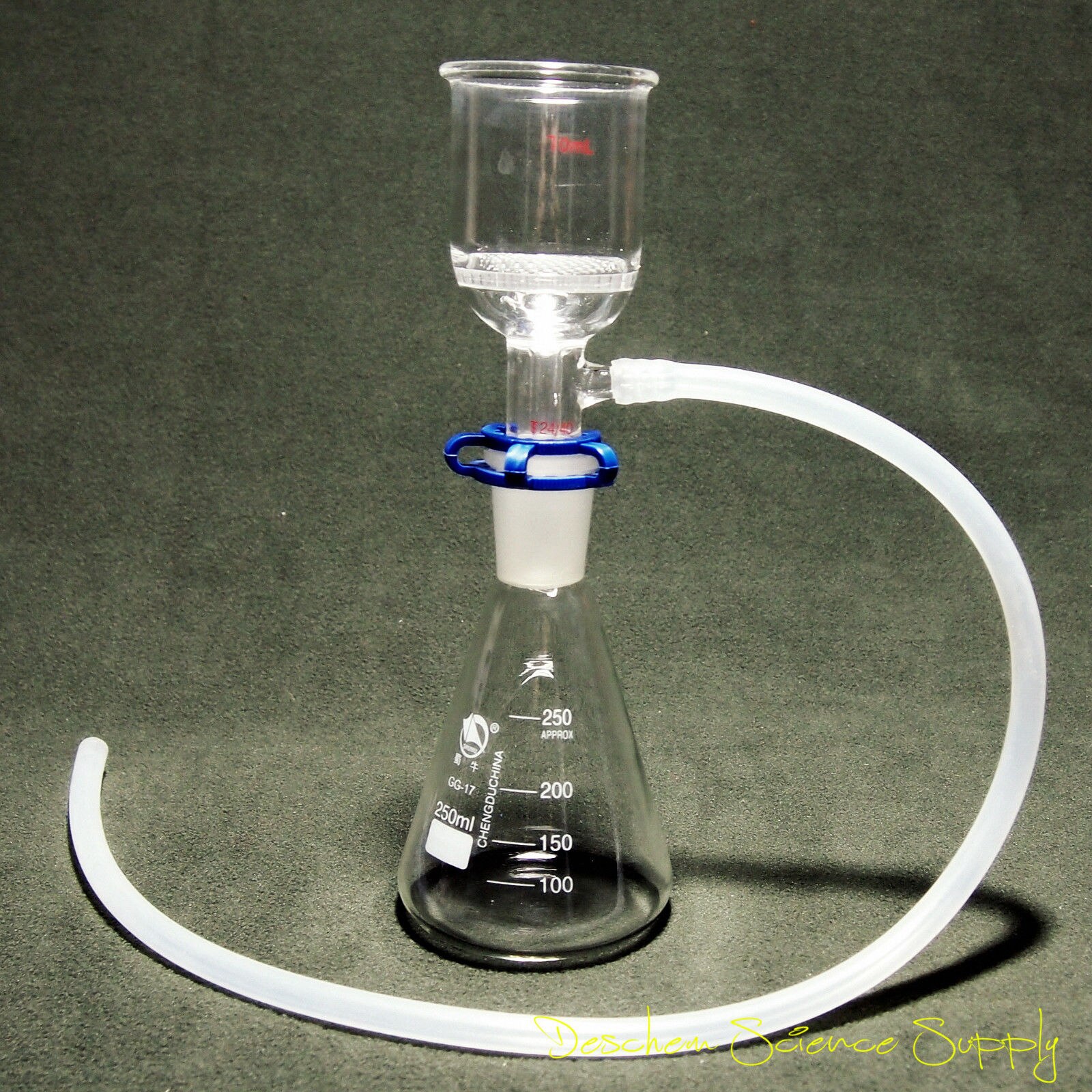 250ml,Lab Suction Filtration Device,47mm Buchner Funnel & Glass Erlenmeye Flask