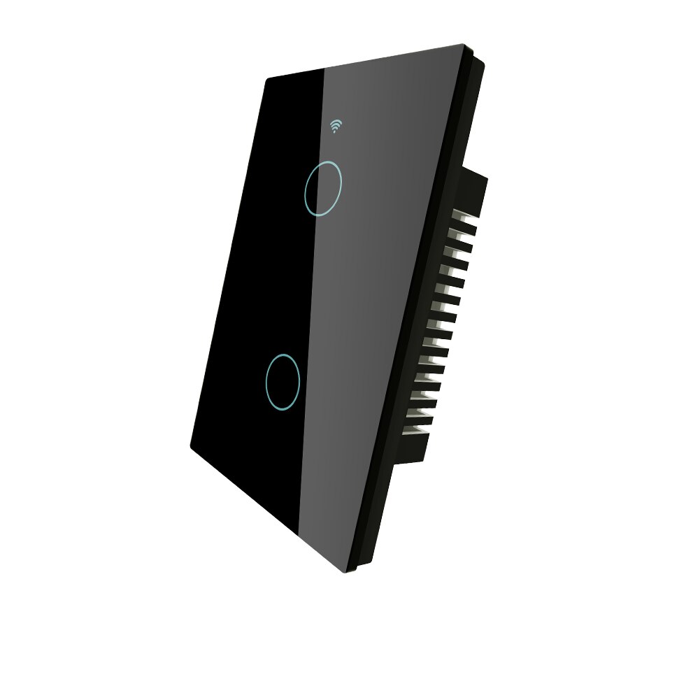 Upgraded WiFi Smart RF433 Touch Switch 2/3 Way Smart Life/Tuya App Control,Alexa Google Home Voice Control EU US 1/2/3 Gang: 2 Gang Black US