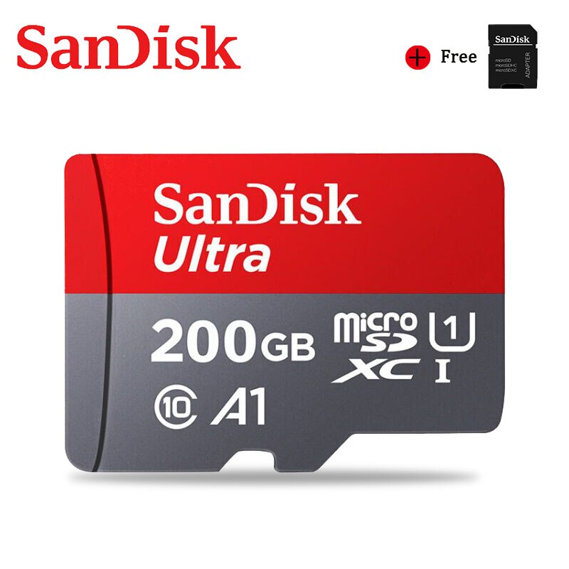 SanDisk Memory Card A1 400GB 256GB 200GB 128GB 64GB Micro sd card Class10 32GB 16GB Memory Microsd TF/SD Flash Card smartphone: 200GB Adp