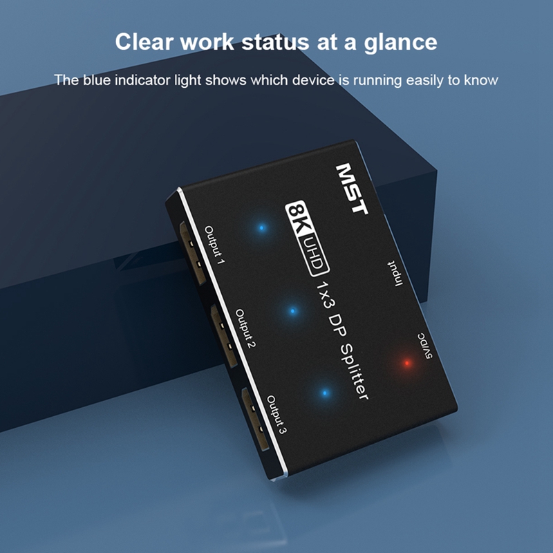 Displayport 8K 1X3 Dp Splitter 8k 60Hz 4k120hzz Mst Sst Hub Multi Monitor Splitter Met Uitgebreide Weergave En Spiegel Modus