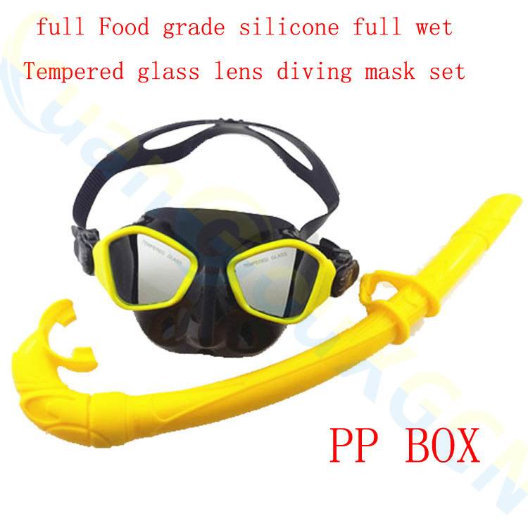 alien adult scuba Diving equipment set silicone full dry Snorkel +diving mask +PP box swimming Goggles glasses Breathing Tube: DivingMasksSetYellow