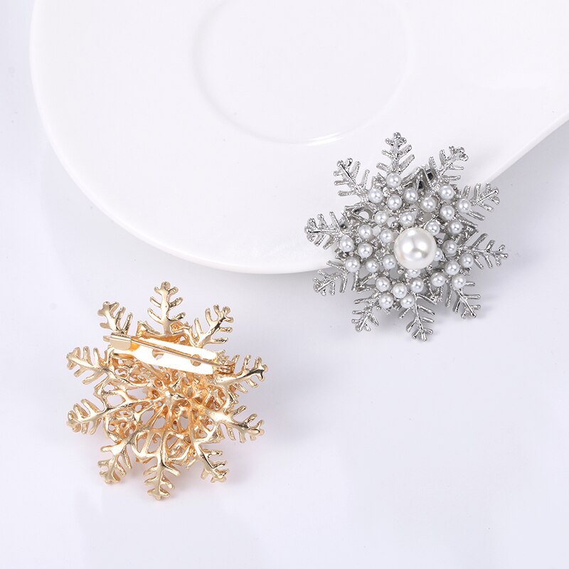 Baiduqiandu gesimuleerde parel sneeuwvlok broche pins voor vrouwen in goud of zilver kleur xd8856