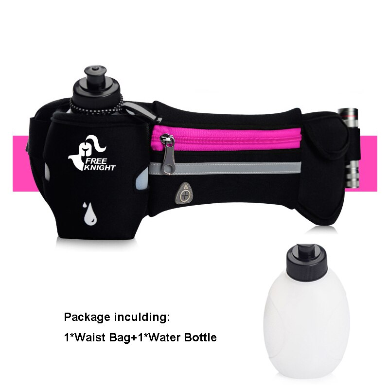 Gratis Ridder Running Hydratatie Riem, Vrouwen Mannen Sport Running Hip Taille Tas, waterdichte Jogging Gym Taille Pack Met Water Fles: Rose red