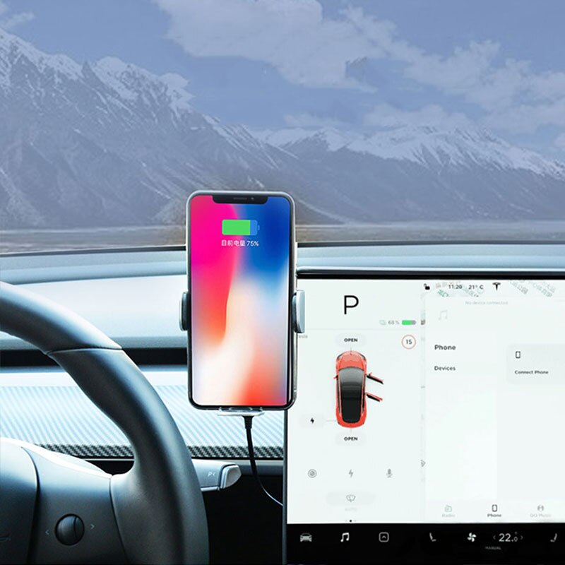 For Tesla Model 3 Car Mobile Phone Holder Wireless Charging Storage Glasses Phone Bracket Interior Modification Car Accessories