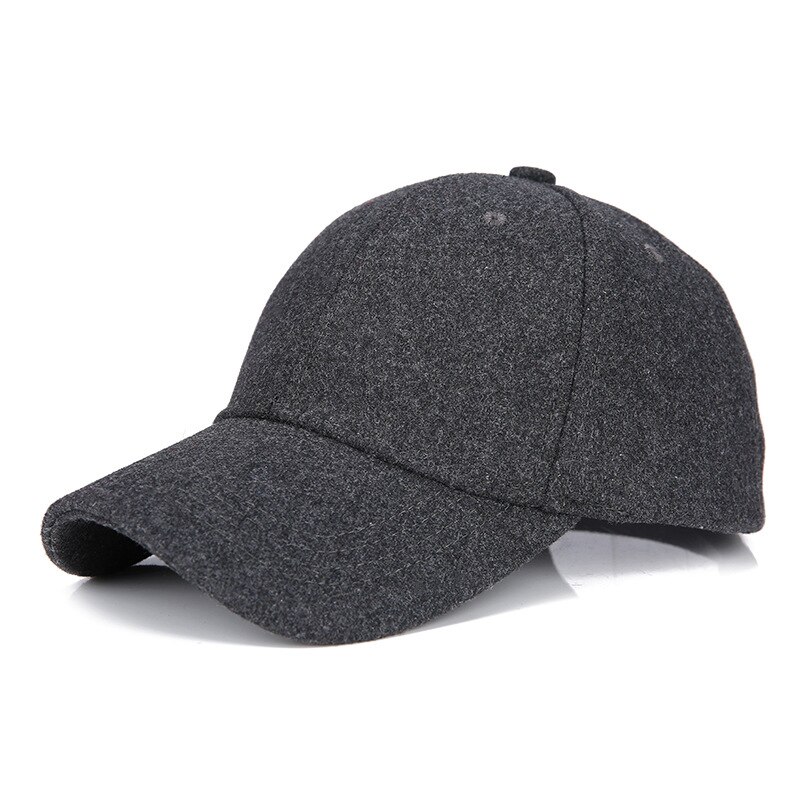 Autumn Winter Unisex Wool Felt Baseball Caps Solid Color Casquette Chapeau Trilby Trucker Hat for Men Women: Dark Grey