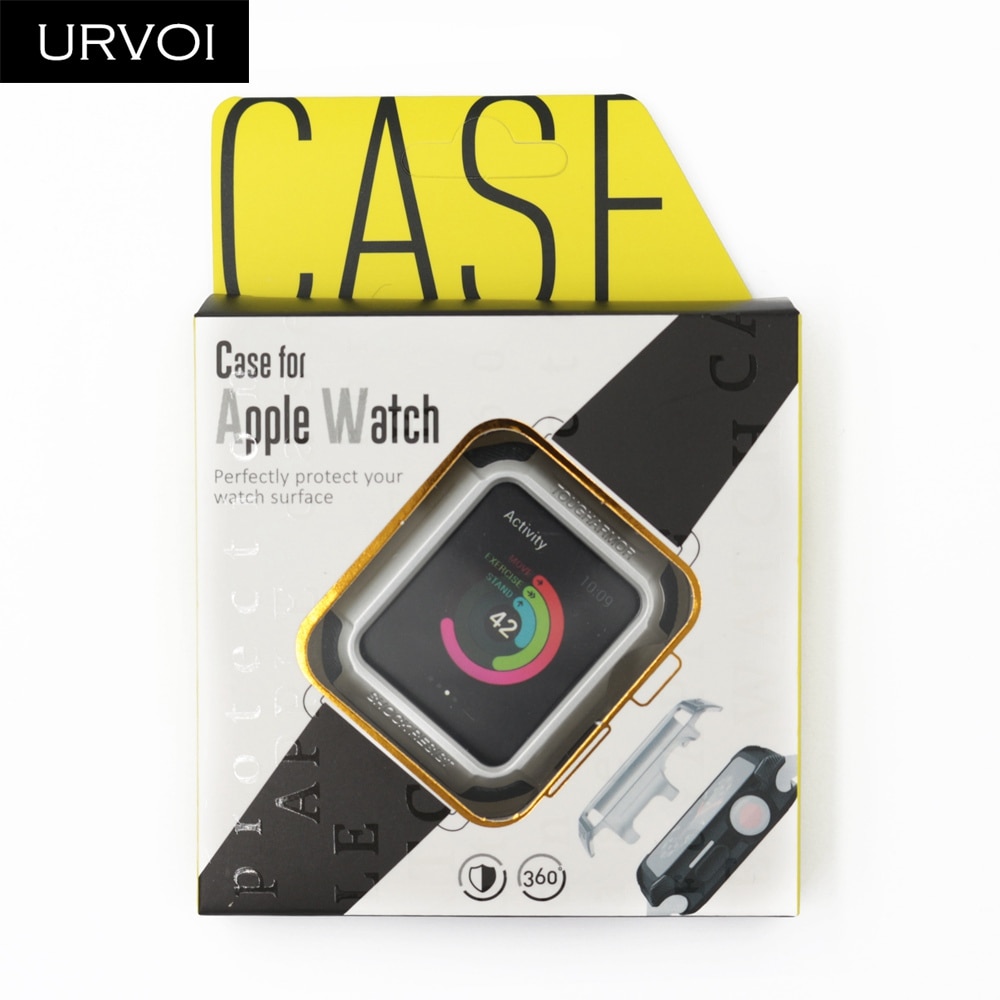 URVOI-funda protectora de silicona para Apple Watch series 3, 2 y 1, protectora completa de color metálico de 38 y 42mm