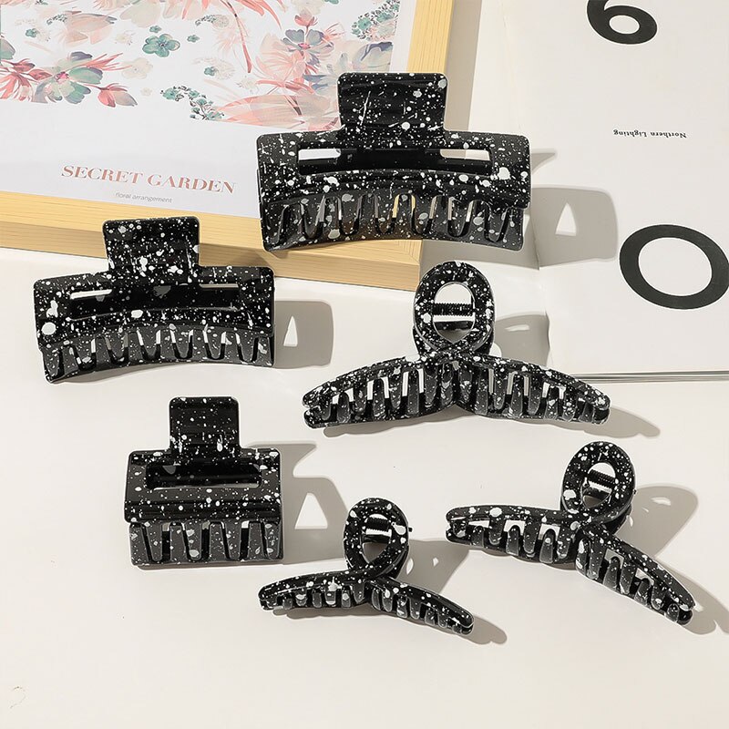 Melk Koe Kleur Geometrische Grote Haar Klauwen Vrouwen Meisjes Vintage Hollow Acryl Haarspelden Acetaat Haar Clips Krab Haar Accessoires