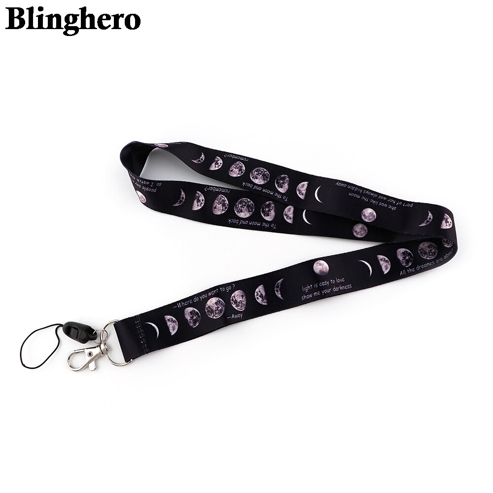 CB519 Maan Creatieve Zwarte Lanyard Badges Id Lanyards Mobiele Telefoon Touw Sleutel Lanyard Nek Bandjes Kantoor Accessoires