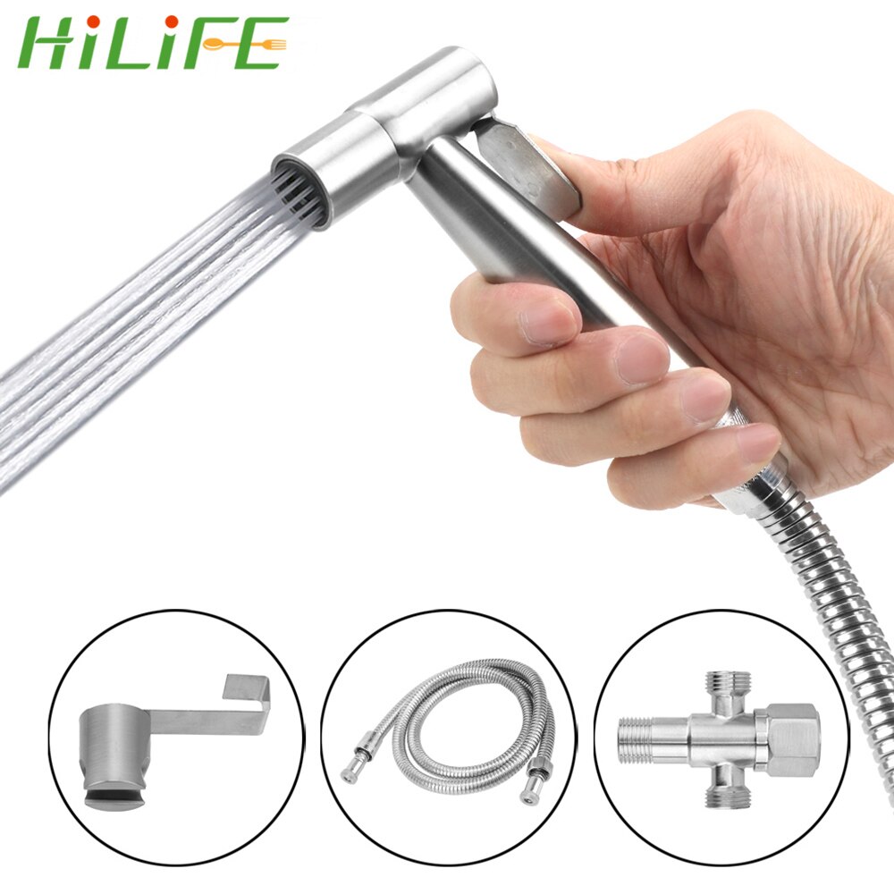 HILIFE samoczyszcząca się ręczna bidet słuchawka prysznicowa z wężem prysznicowym końcówki robić bidetu ze stali nierdzewnej opryskiwacz ręczny głowica prysznicowa