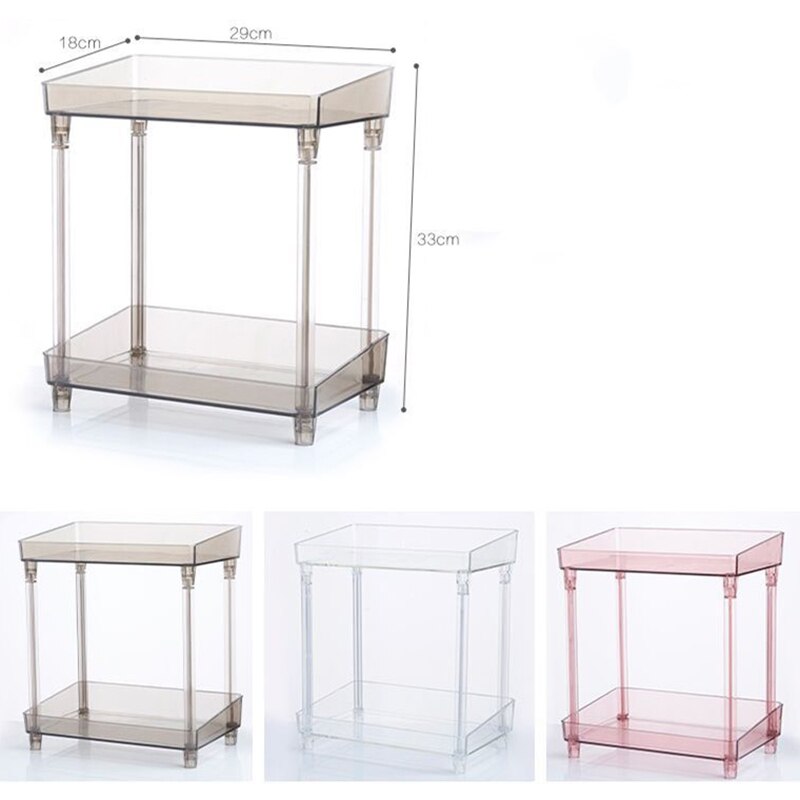 Dressing Table Storage Rack Two-Layer Cosmetic Box Lipstick Hollow Storage Box Breathable Storage Box Double Transparent Rack Tr