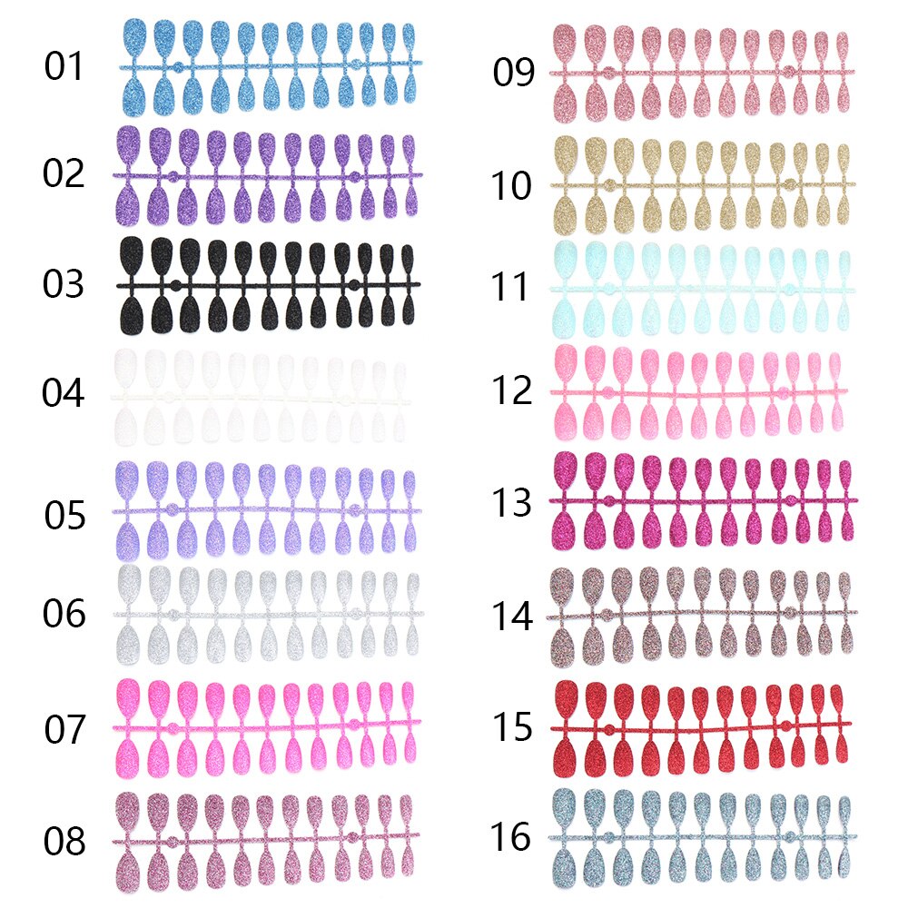 Faux ongles ballerine détachables, accessoire de manucure, 24 pièces, à paillettes de couleur bonbon, à porter, couverture complète