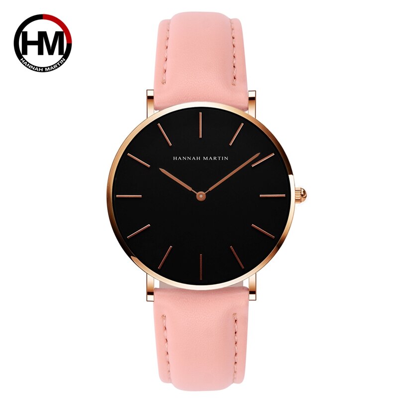 HANNAH MARTIN De Simple Japon Mouvement À Quartz Montre Bracelet En Cuir Nylon Horloge Femmes Analogique Montre-Bracelet Étanche: CH36-FF