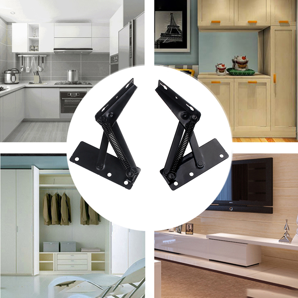 2pcs Spring Hinges Sofa Bed Spring Hinge Instrument 80 Degree Folding Cabinet Door Lift Up Top Home Tool