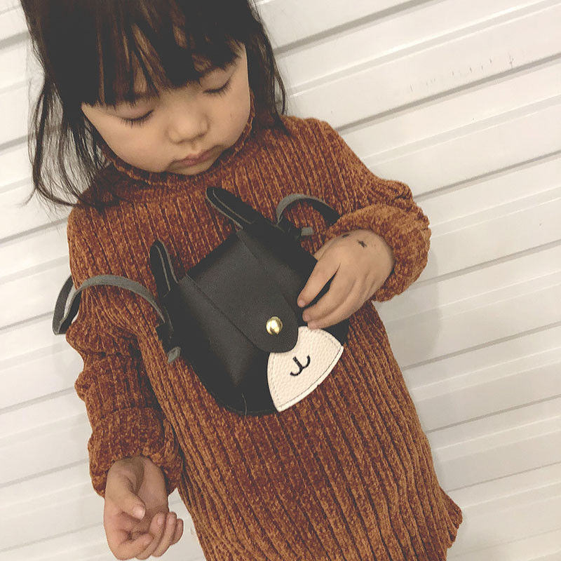 Cute Baby Kid Girl Leather Handbag Cross Body Tote Messenger Satchel Bags Cute Little Dog 3D Ears Coin Purses Kids