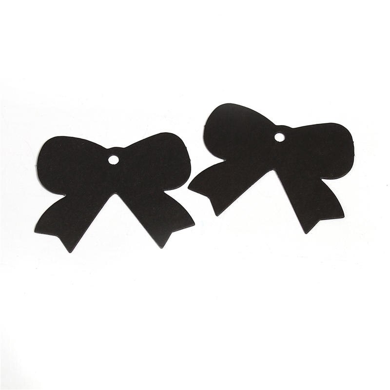 DoreenBeads Label Tags Paper Black Bowknot Pattern Garment Tag Bags Shoes 49mm(1 7/8") x 41mm(1 5/8"), 10 PCs