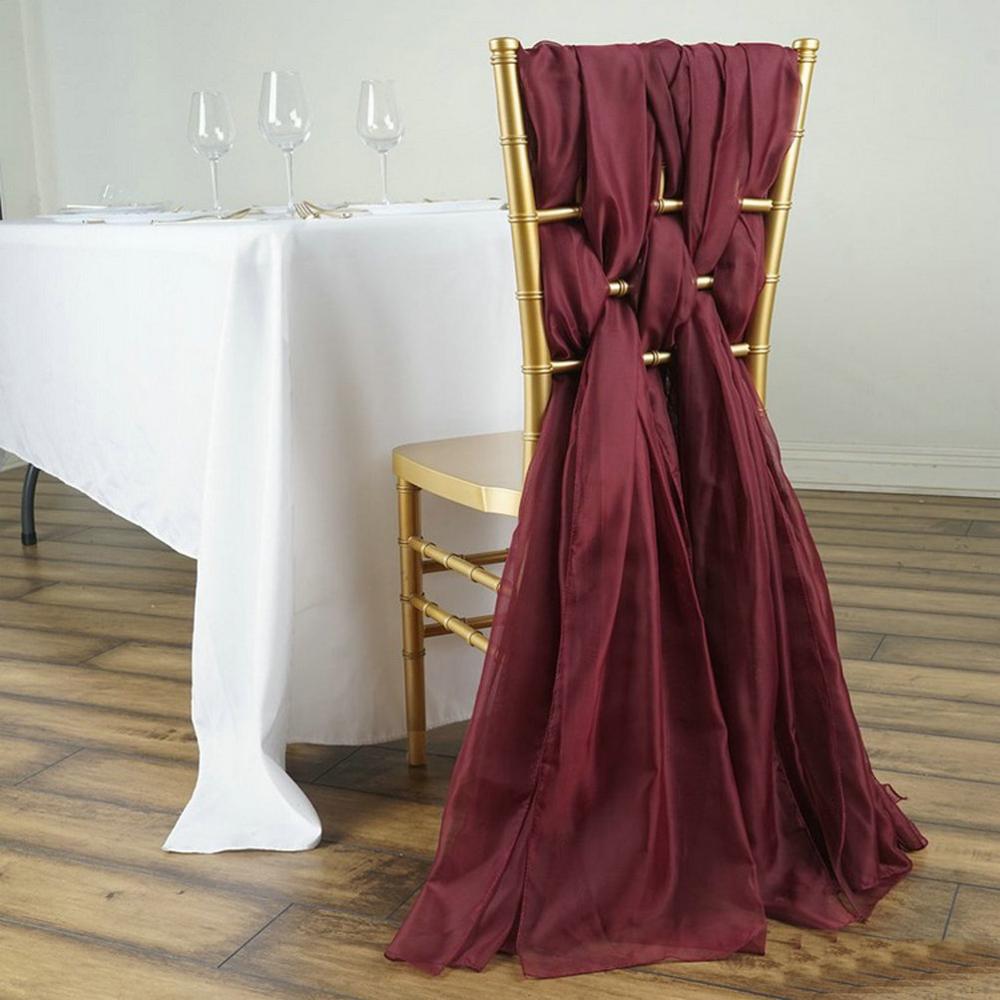 Fancy Chiffon Chair Sashes for Weddings Events Party Decoration Bridal Baby Shower Chair Sash Tulle Chair Tutu Skirt: dark red