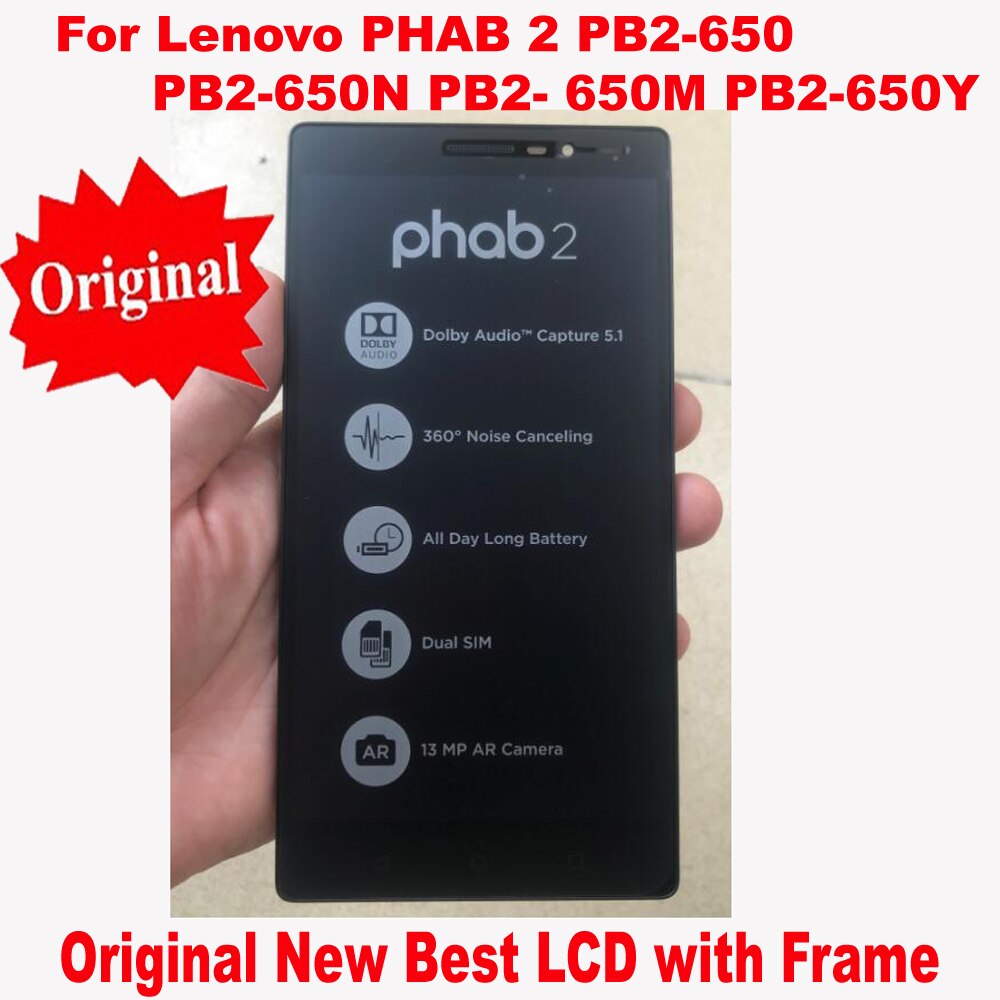 Original Best For Lenovo PHAB 2 PB2-650 PB2-650N 650M LCD Display Touch Panel Screen Digitizer Assembly Sensor with Frame