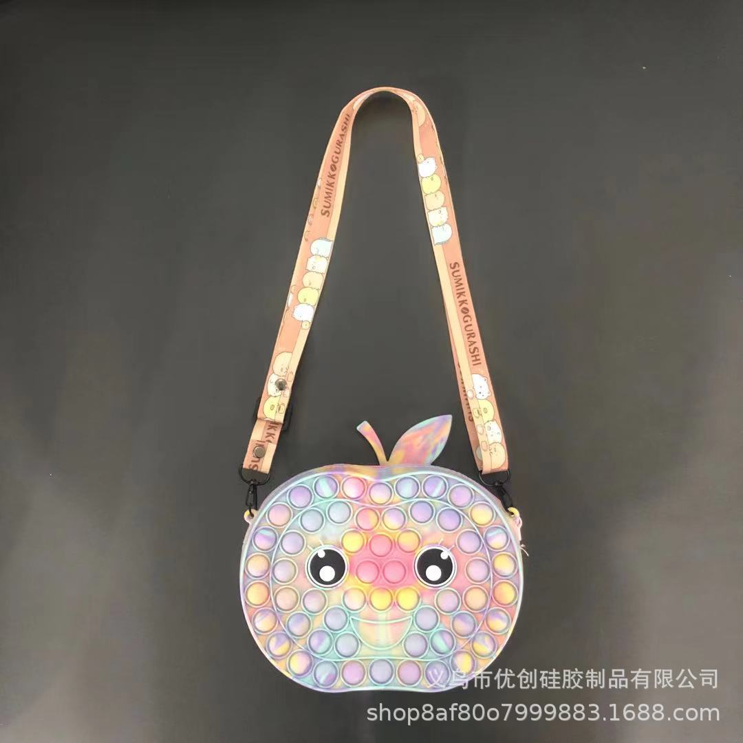 Kawaii – sac à main licorne ours fraise PopIt Fidget, jouets presse à doigt, sac à bandoulière, soulage l&#39;anxiété et le Stress, mignon: Apple