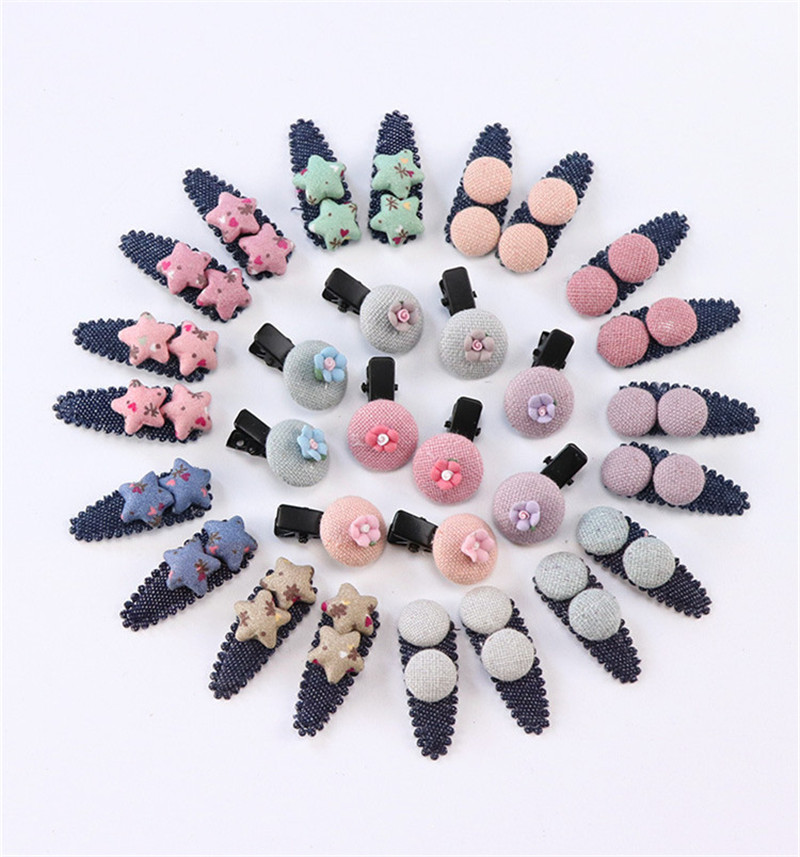2 stuks/set effen geruite bloemen haarspeldjes voor meisjes, schattige ster haarbandjes voor kinderen en babyhaaraccessoires: Willekeurig