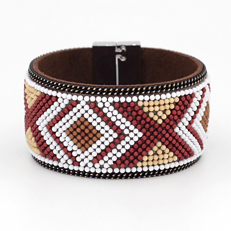 Bracelets et Bracelets en cuir VONNOR bijoux fantaisie motif géométrique Boho fermoir magnétique Bracelets pour femme: B056e
