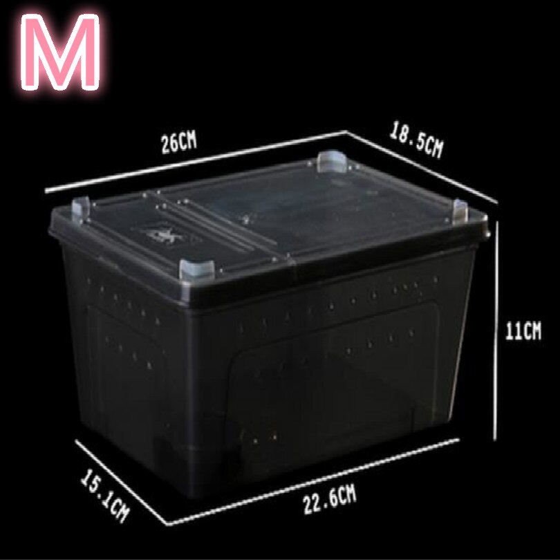 pet Feeding box Spider house frog farm insect turtles snake boxes reptiles workshop taller With air hole white black: C