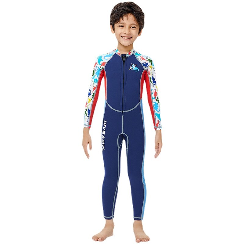 2Mm Neopreen Full Body Wetsuits Kinderen Swimwears Duikpakken Lange Mouwen Jongens Meisjes Surfen Blauw Rash Guards: Xl