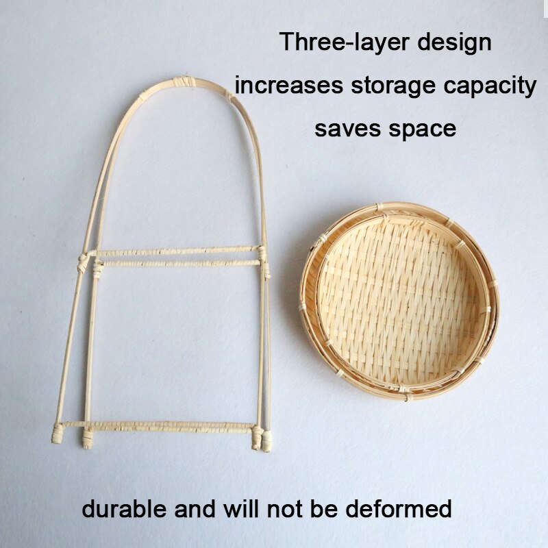 Cestas de paja tejidas de bambú, estante de nivel de mimbre, almacenamiento de alimentos y pan de frutas, Decoración de cocina, bandeja redonda, contenedor de anier Osier