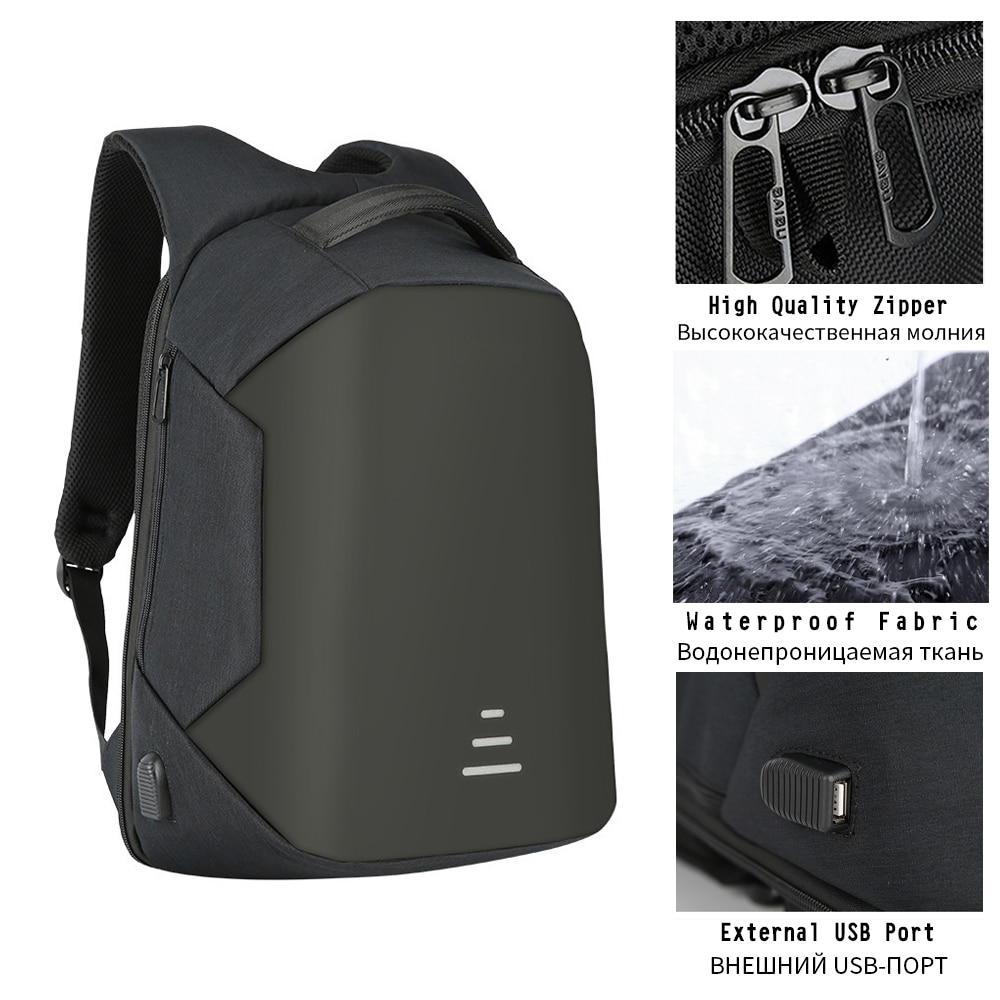 MARKROYAL Anti-theft Men Backpack For 15.6 Inch Laptop External USB School Rucksack Bag Large Capacity Urban Waterproof Mochila