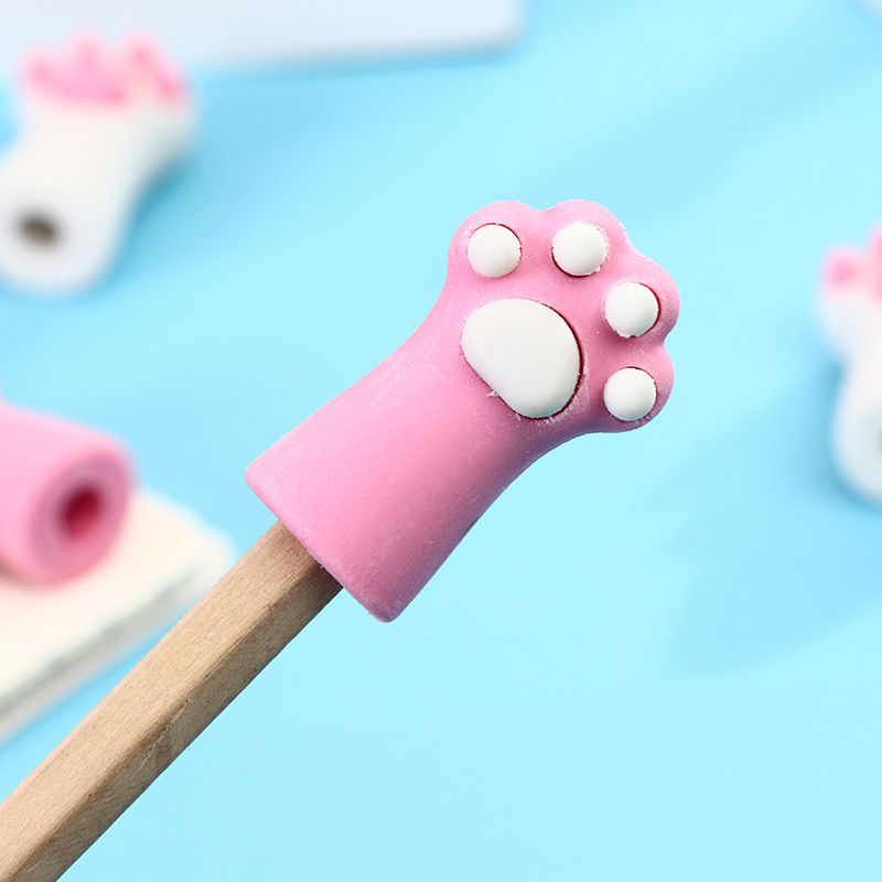 1 Pc Kawaii Rubber Kat Poot Kat Klauw Pen Potlood Cap Gum Briefpapier Rubber Potlood Grip Voor Kids Kind Potlood topper