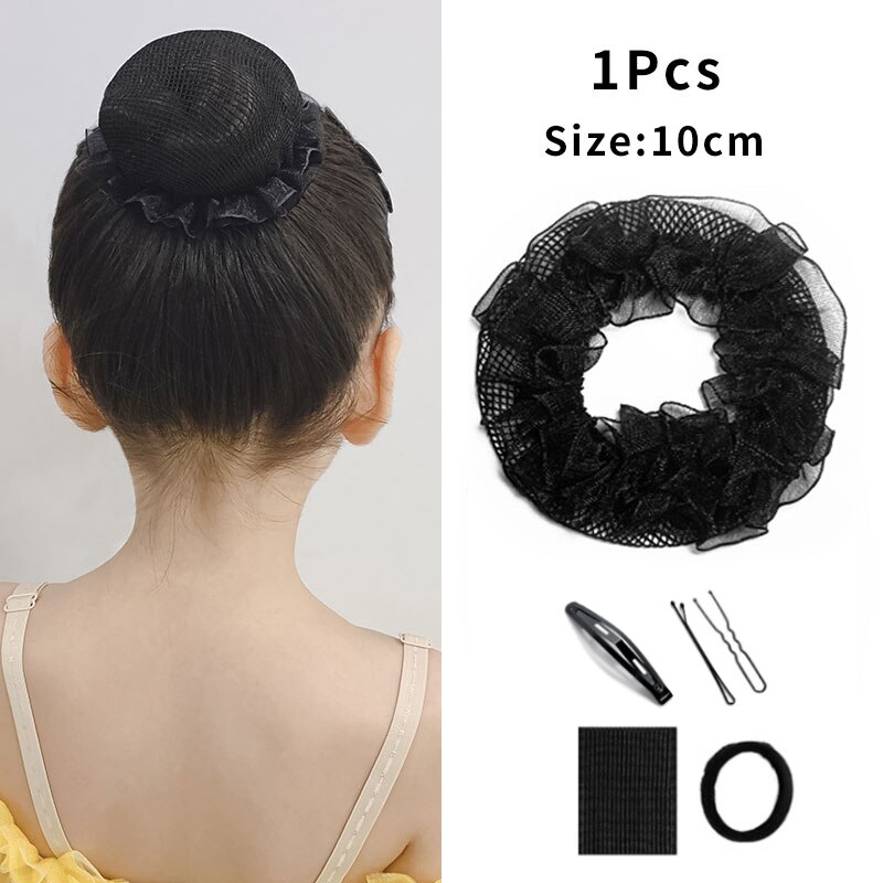 Cuerda para el pelo para mujer, red elástica para el pelo, Kit de peluquería negro, malla pequeña Invisible para moño de pelo, Donut para enfermera, estilo de cabello: Ordinary 06