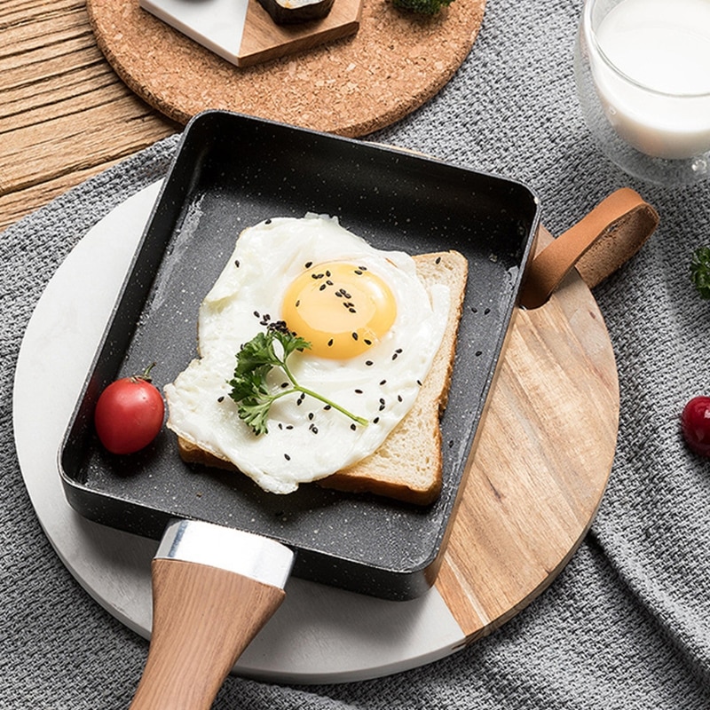 Retangular Omelette Pan Tamagoyaki Egg Pan, Nonstick Maifan Stone, Anti-Scalding Handle for Glass ,Electic Gas Stove