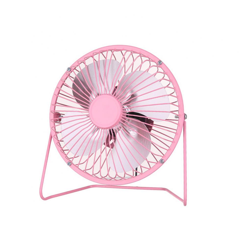 USB Fan 4 inch Portable USB Charged Metal Mute Table Cooling Fan Home Office Air Cooler: Pink
