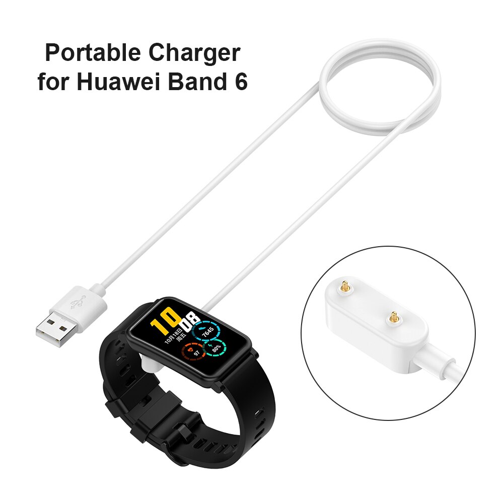 1m usb-ladekabel bærbar for huawei band 6/ watch fit honor band 6/ watch es lader base brakett smart tilbehør