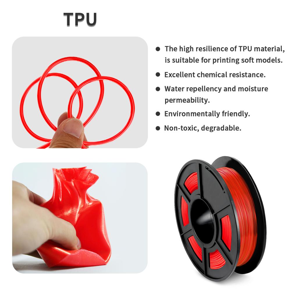 AW 3D Flexible TPU Filament 1.75mm 3D Printer Filament 0.5KG TPU High Elasticity Rubber Filament with full color