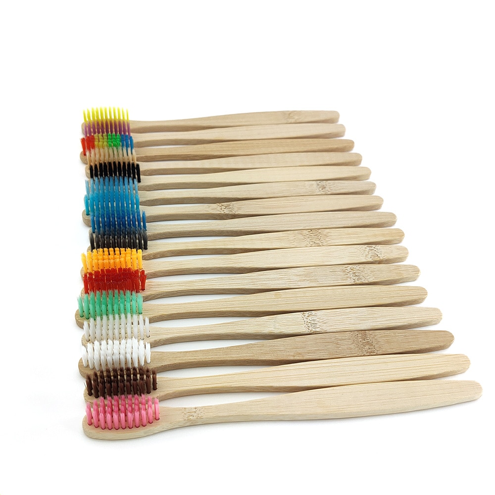 12Pcs Bamboo Toothbrush Eco friendly soft Healthy oral care adults tooth brush mixed color Wood Handle Toothbrush