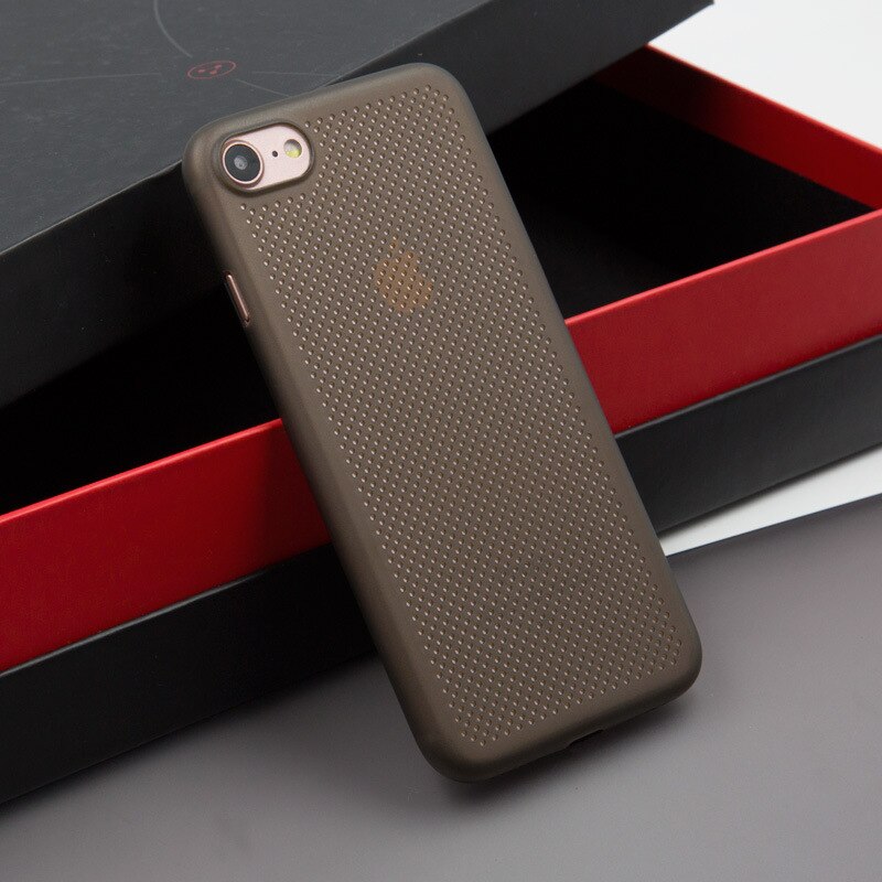Heat Dissipation Breathable Cooling Case For iPhone 7 8 PLUS Hollow hole Cover Ultrathin PP: for iPhone 8 PLUS / Transparent gray