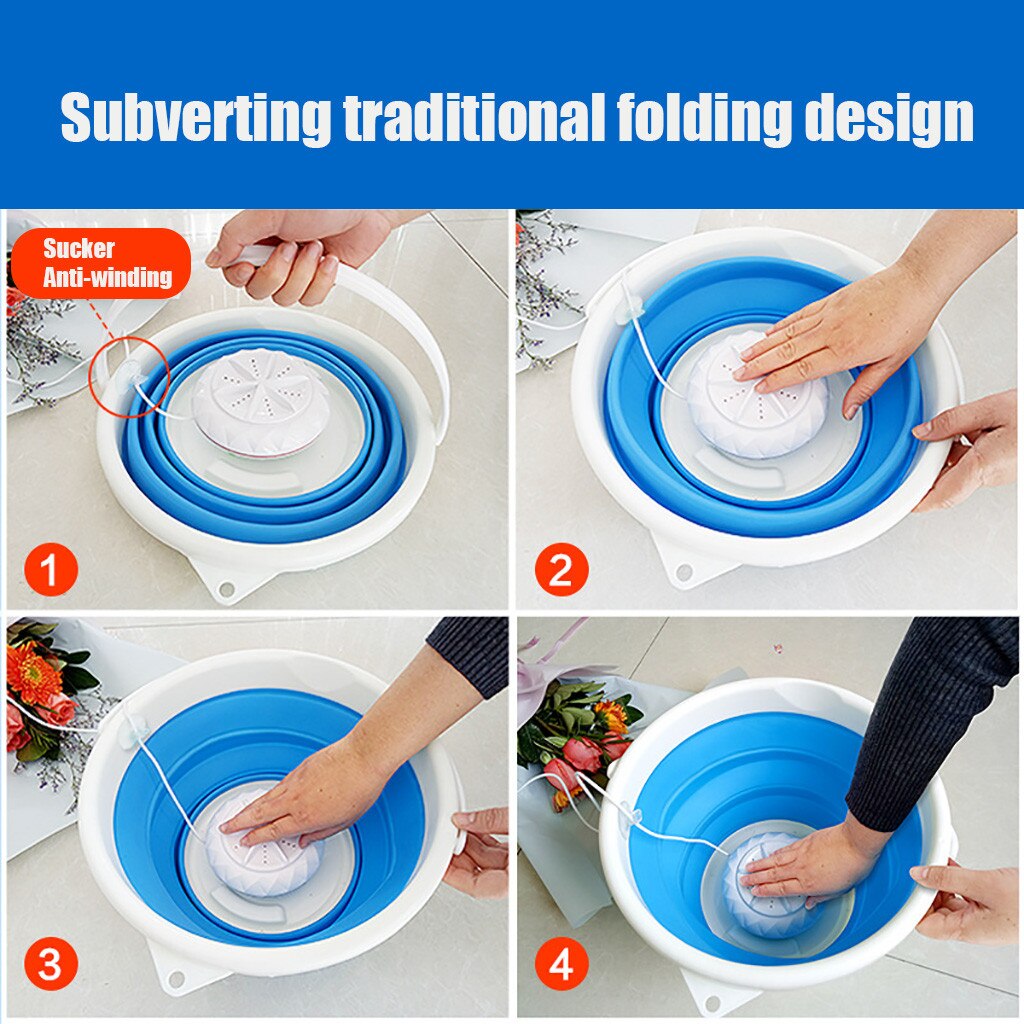 Washing Machine USB Charging For Mini Portable Personal Turbo Washer With Foldable Bathtub 10L Washer Convenient Travel Home #Z