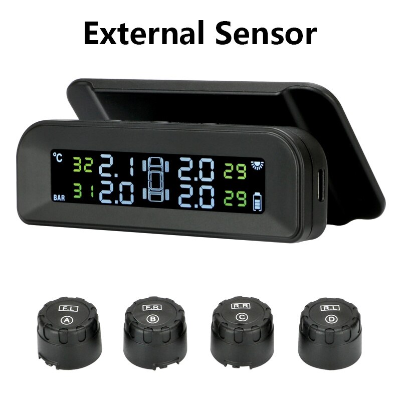 TPMS Sistema di monitoraggio pressione pneumatici wireless auto con sensori  disp